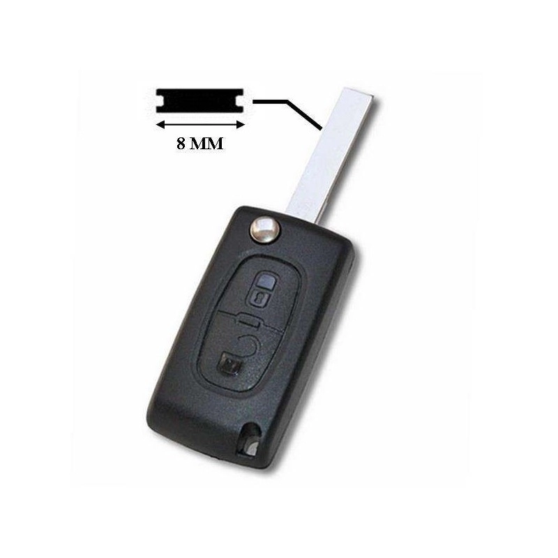 Coque de clé 2 boutons pour Peugeot 407 SANS emplacement de pile