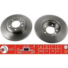 Jeu de 2 disques de frein avant pour BMW Série 3 E46 Z3 E36 Z4 E85 DF4055