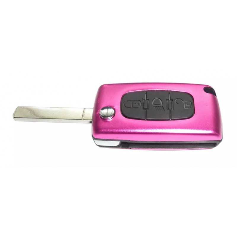 Coque de clef rose 3 boutons