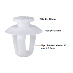 10 Clips, agrafes plastique pour CITROEN Berlingo Picasso Xantia Xsara / PEUGEOT 206 Partner pour bandeaux extérieurs 222