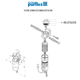 Kit réparation pour pompe d'alimentation manuelle, pompe d'amorcage, montage PURFLUX pour CITROEN / PEUGEOT / RENAULT / TALBOT