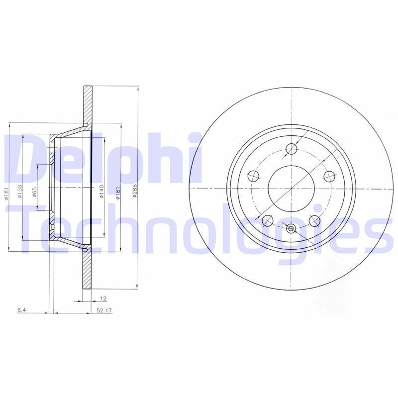 DELPHI BG4089 Disque de frein pour AUDI TT