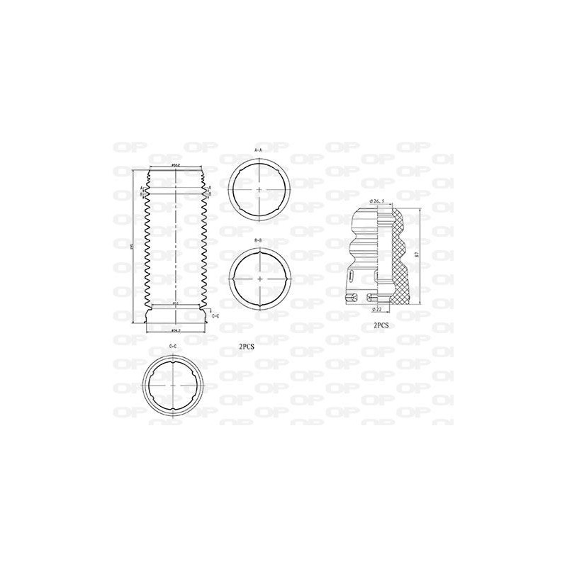DCK5004.04 Open Parts Kit de Protection d'Amortisseur Essieu Avant