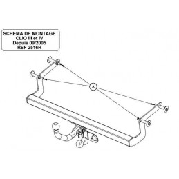 Attelage Renault Clio 4 tous les modeles 3 et 5 portes sauf RS 2516R