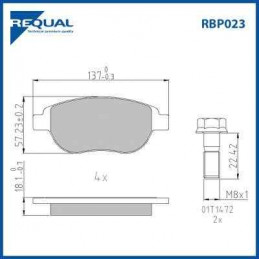 Jeu de 4 plaquette de frein avant Peugeot 206 207 Citroen Xsara RBP023