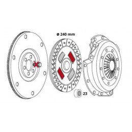 Kit embrayage et volant moteur rigide pour Ford 1.9 tdi 633440201